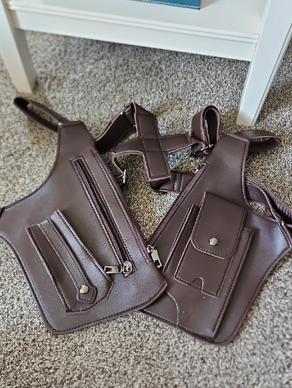 Unisex Brown Crossbody Multi-Pocket Hands-Free Conceal Carry Harness